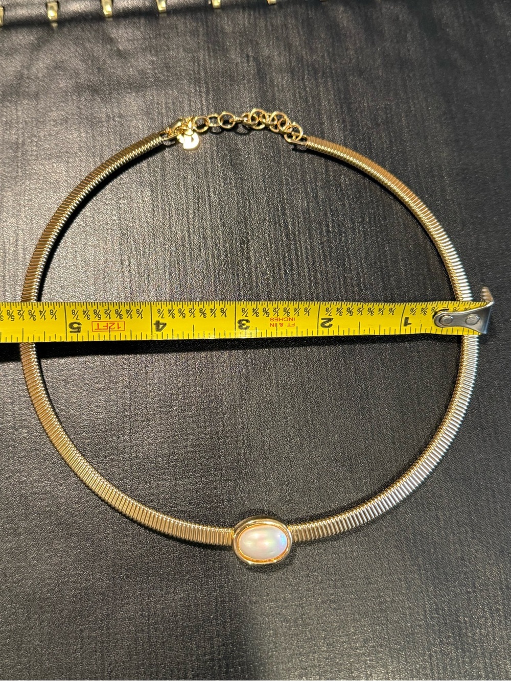 Vintage Christian Dior Gold Tone Snake Chain Necklace w/ Faux Pearl Accent - Picture 12 of 14